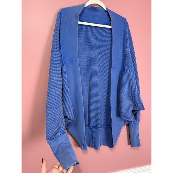 Free People FP One Deva Shrug Waffle Knit Cardigan in Blue Size XS/S - Picture 5 of 7